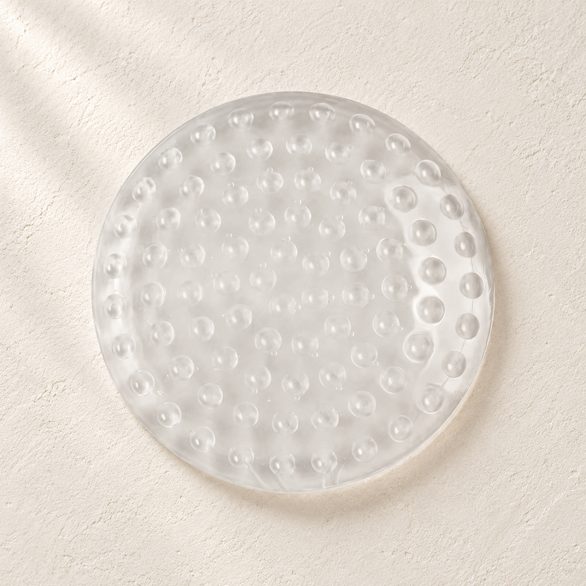 Clear round textured silicone door knob wall protector by Kindwall